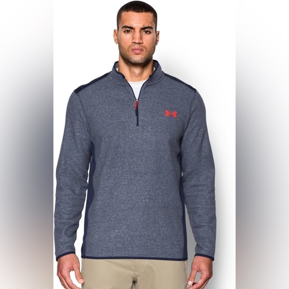 Under Armour Blue and Orange 1/4 Zip Pullover Coldgear jacket - Picture 1 of 8